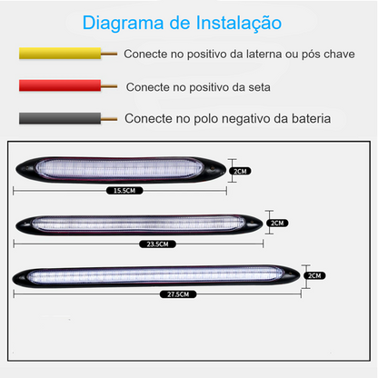 Par de Lâmpadas de LED DRL Sequencial para Farol Auxiliar- Pro 6000k