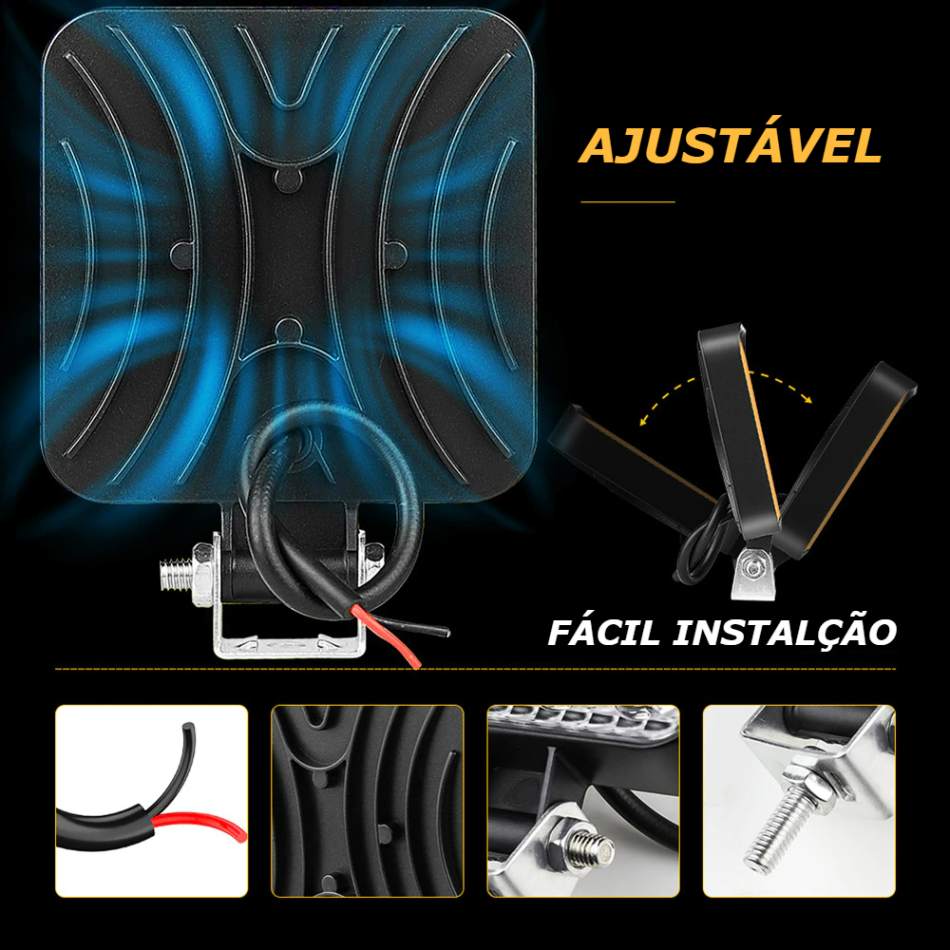 Kit 2 Farol de Milha Auxilar Led 12v 48w