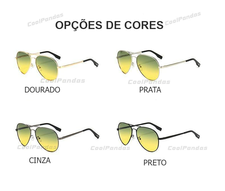 Óculos Aviador Lentes Fotocrômica Polarizada e Proteção UV400 Unissex