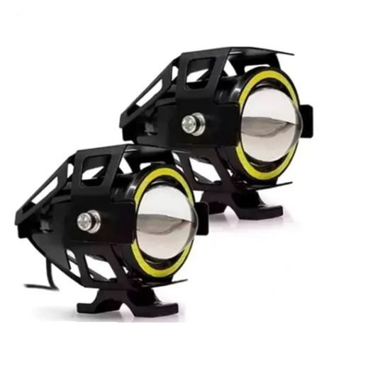 Kit de Farol Auxiliar em Led U7 para Motos com Interruptor