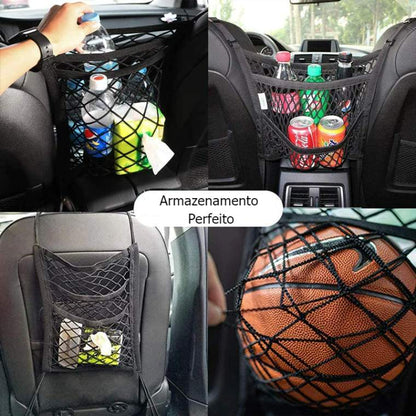 Bolsa de rede para armazenamento de carro entre os assentos Divisor de carro Bar