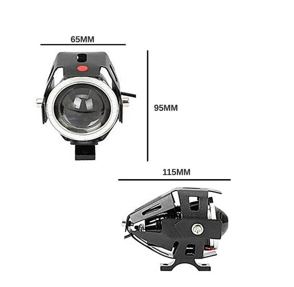 Kit de Farol Auxiliar em Led U7 para Motos com Interruptor